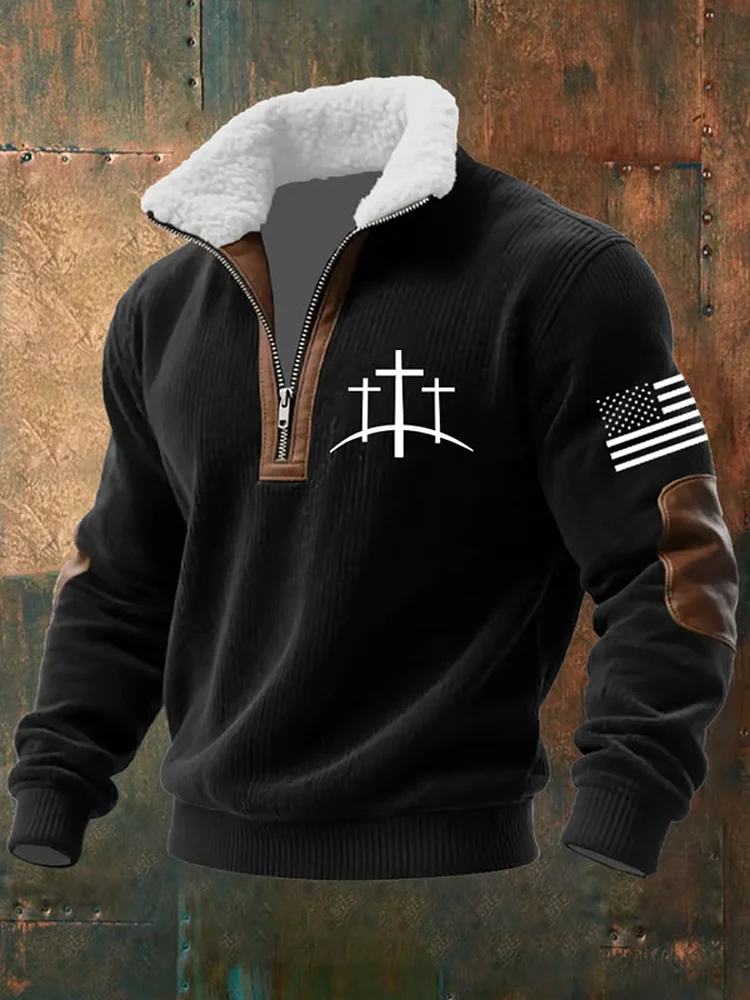 Men's Faith Cross Baggy Zip-up Hoodie socialshop