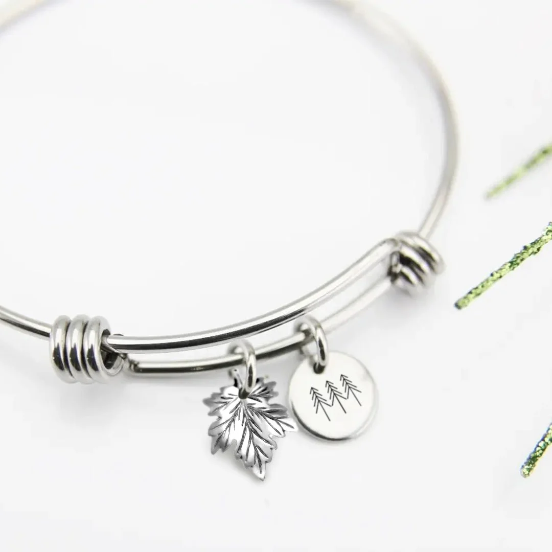 Falling Leaf Bangle Bracelet