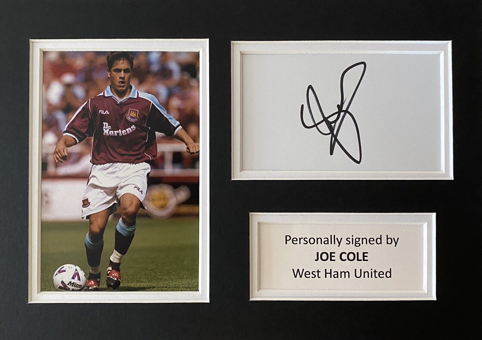 Joe Cole Hand Signed White Card In A4 West Ham United Mount Display