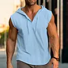 Men's Vintage Cotton Linen Casual Beach Vacation Sleeveless Hooded Tank Top Vest by Inlyline