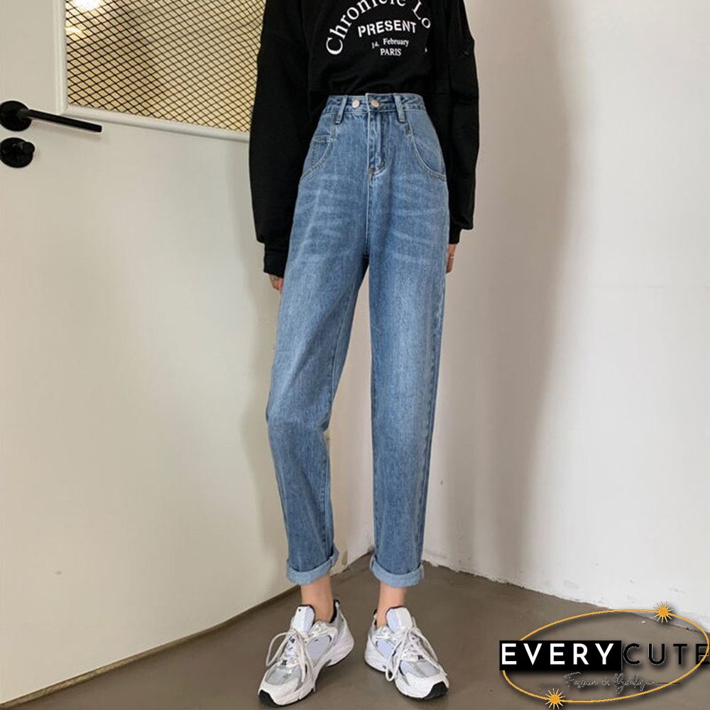 Woman Jeans High Waist Clothes Wide Leg Denim Clothing Blue Streetwear Vintage Quality Fashion Harajuku Straight Pants