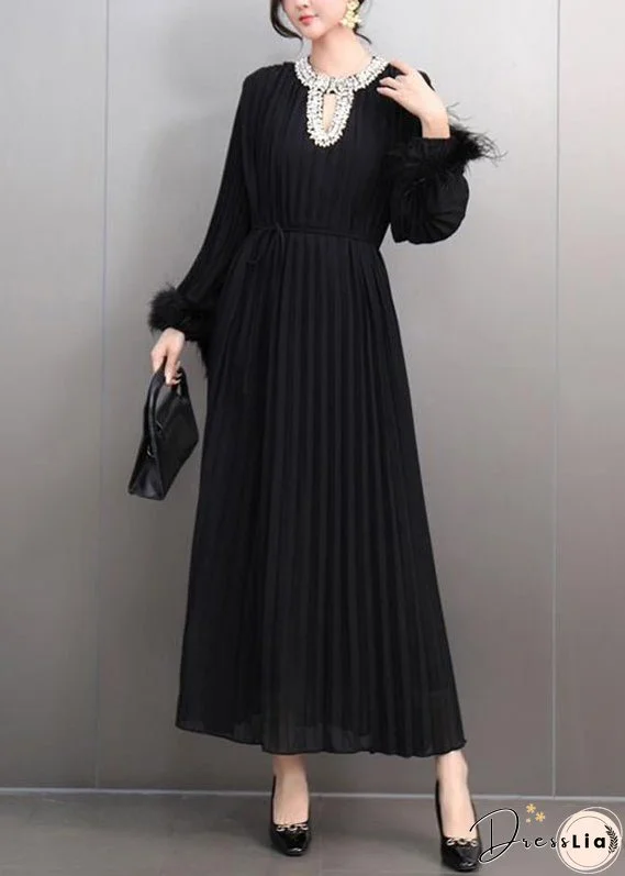 Italian Red O-Neck Wrinkled Patchwork Zircon Maxi Dresses Spring