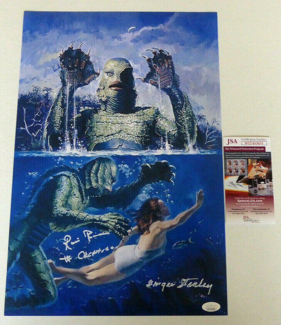 Ricou Browning & Ginger Stanley Signed 12x18 Photo Poster painting Creature Black Lagoon JSA COA