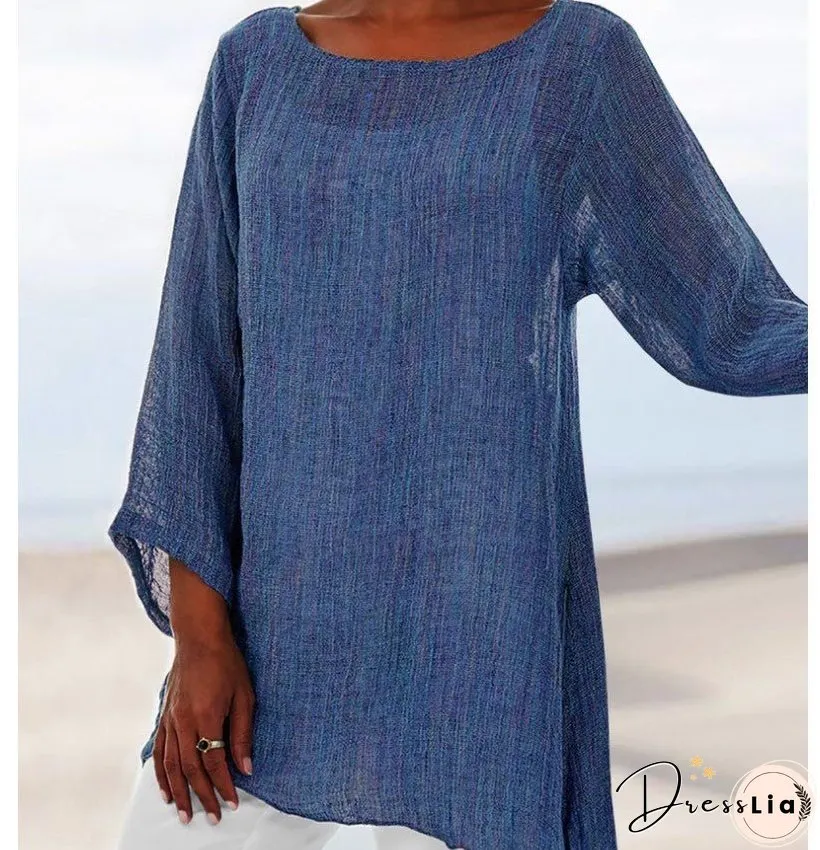 Women's Solid Color Versatile Casual Irregular Long Blouses