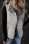 Women's Thick Plush Collared Quilted Zipped Puffer Vest