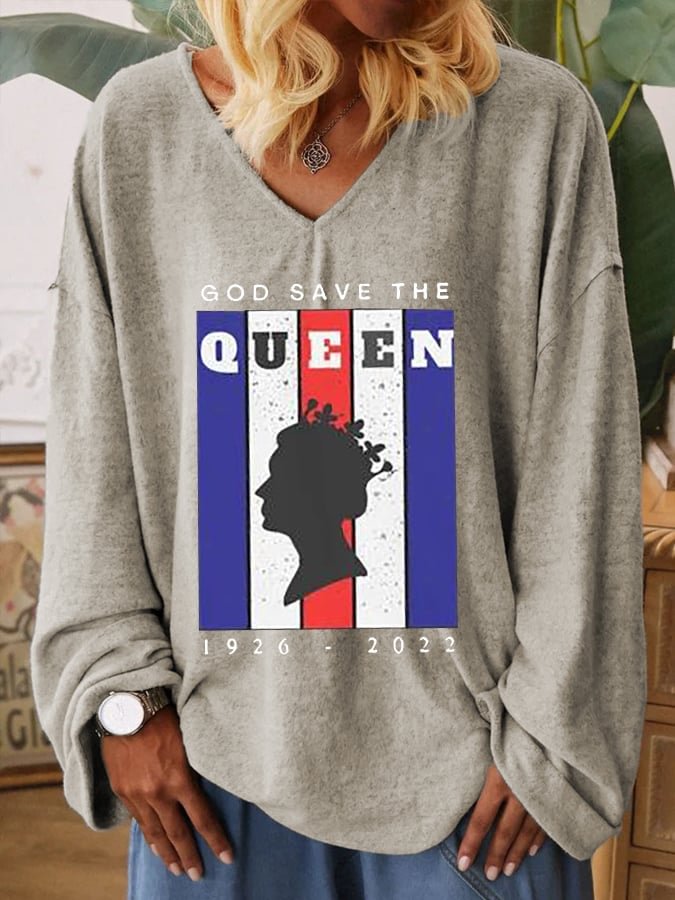 Women's Save The Queen Queen Of England Commemorative Long-Sleeve T-Shirt