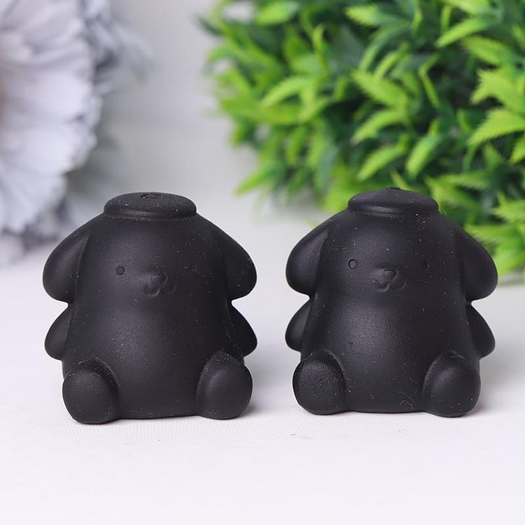 Black Obsidian Pompom Purin Crystal Carvings Cartoon Bulk