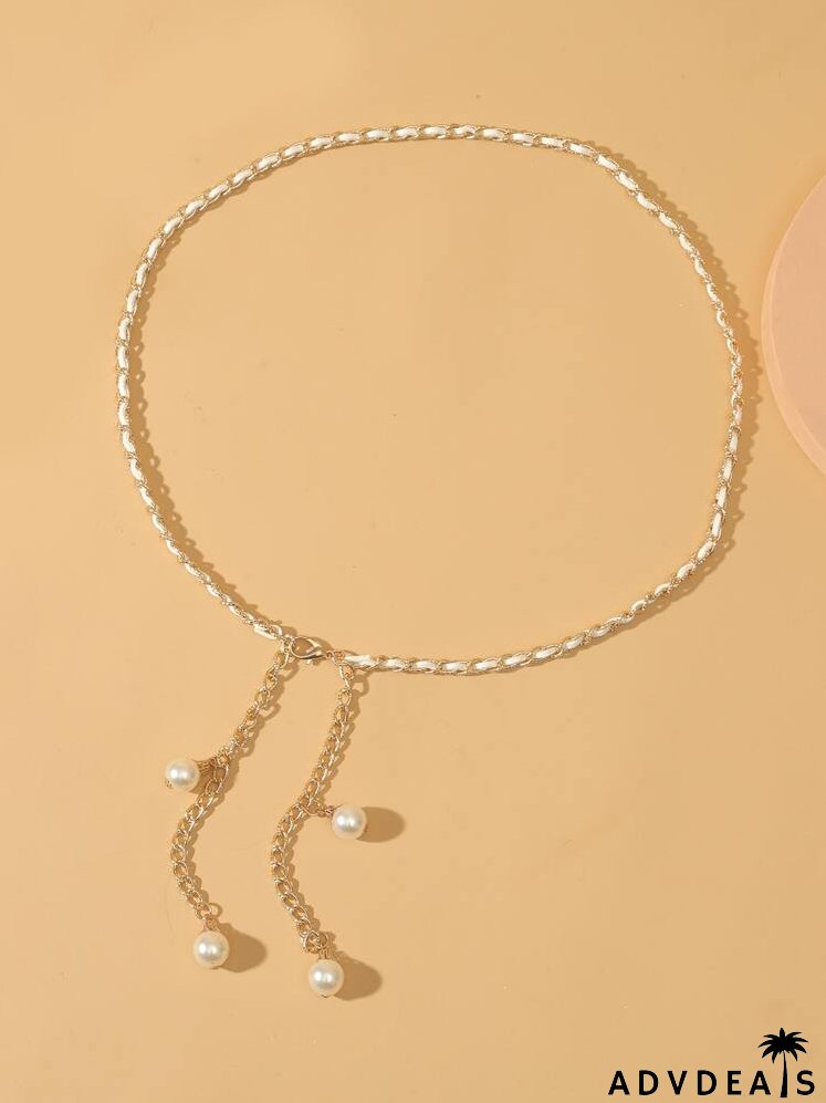 Faux Pearl Decor Chain Belt