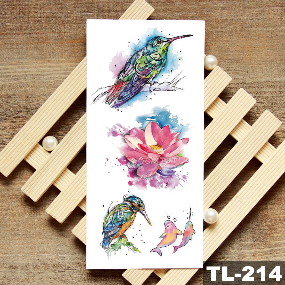 Sdrawing Owl Compass Waterproof Temporary Tattoo Sticker Flower Wolf Mountain Flash Tattoos Body Art Fake Arm tatoo Women