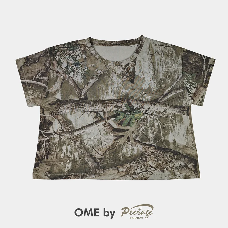 Custom Camo Print Boxy Crop T-Shirt