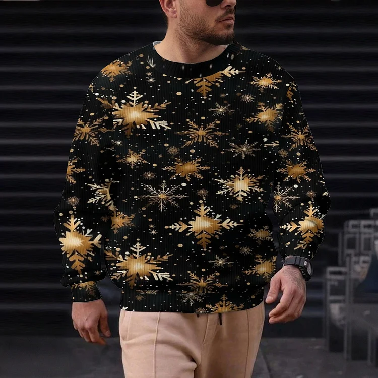 Men's Christmas Casual Printed Round-neck Sweater