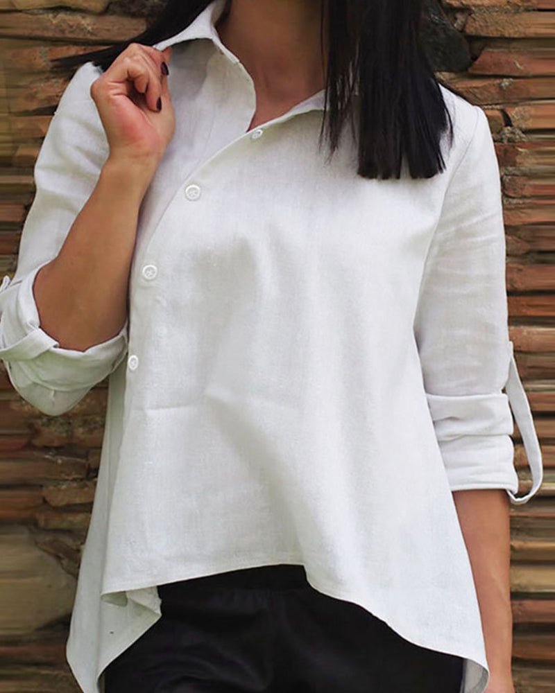 Irregular Long Sleeve Lapel Shirt
