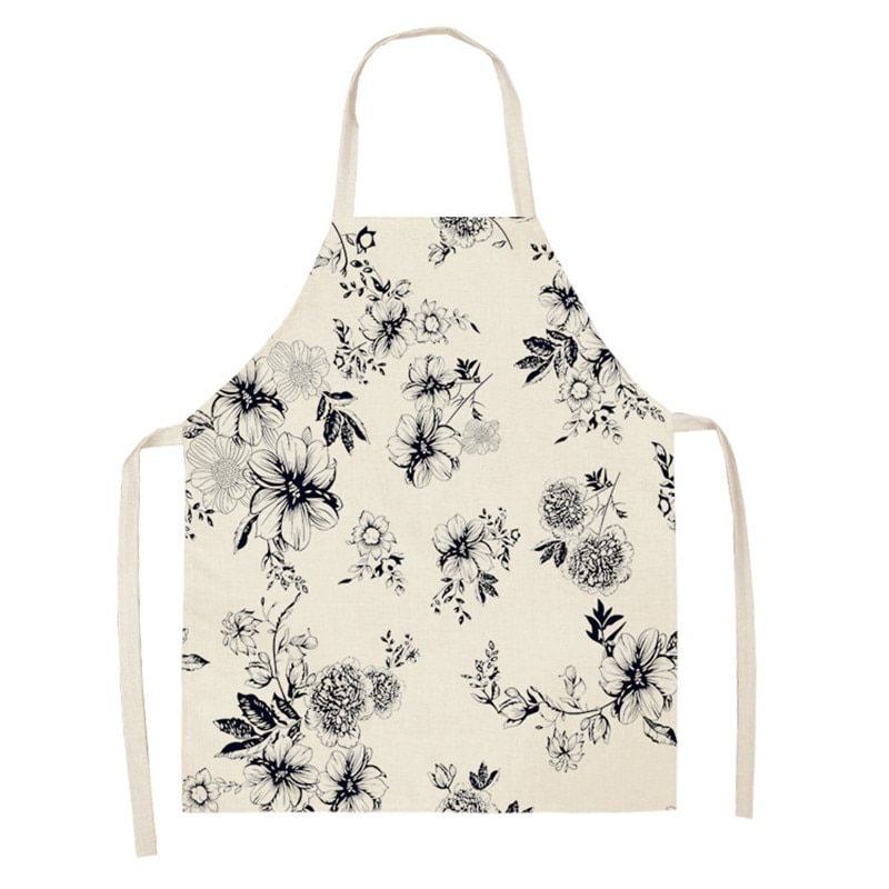 Linen Kitchen Apron - Flowers letclo DZ0126