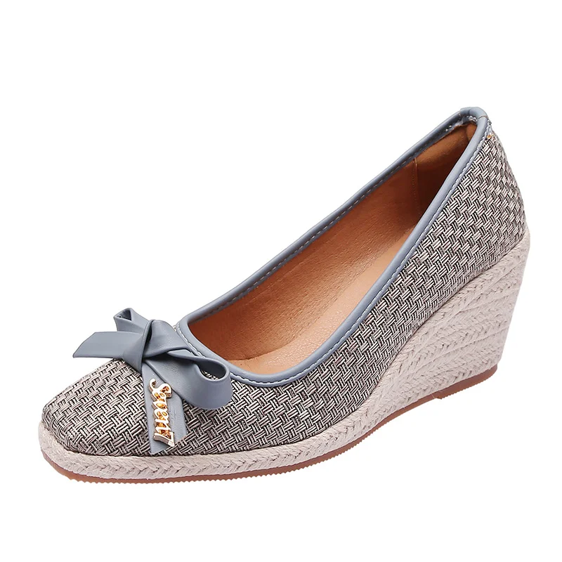 Wongn Wongn Grass Single Shoes Female New Spring And Autumn Shallow Mouth High Heel Thick Bow Women's Shoes