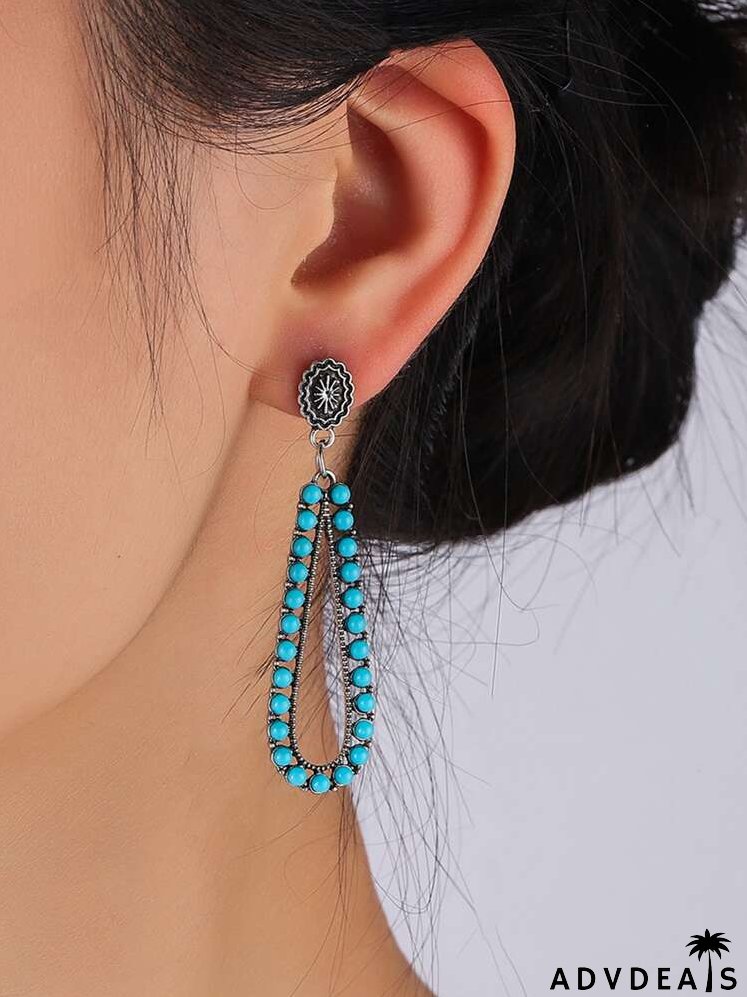 Bead Decor Hollow Out Water Drop Earrings