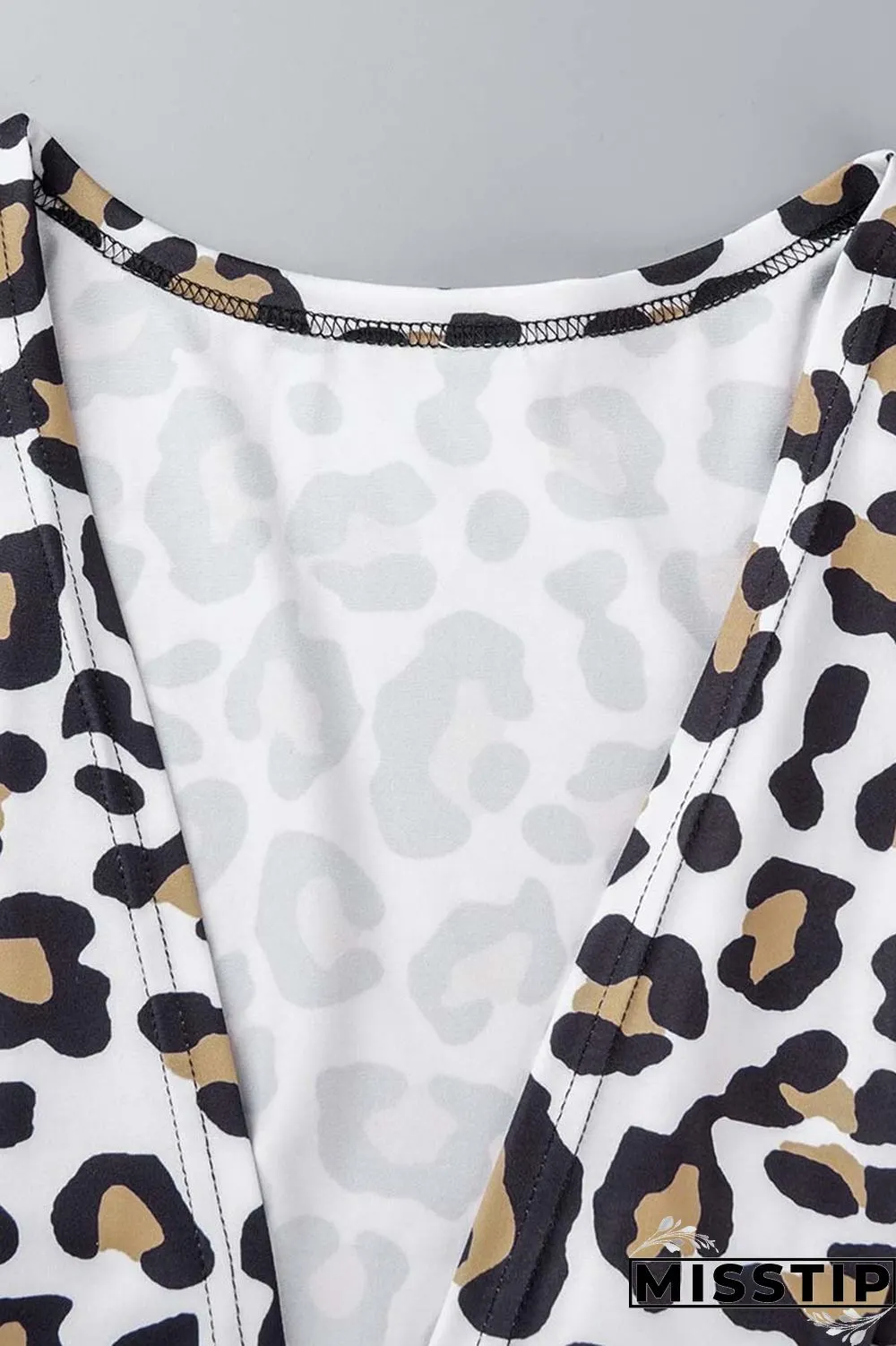 White Casual Print Leopard Patchwork Cardigan Outerwear