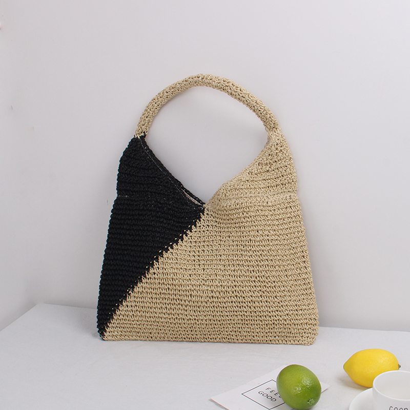 Mature Women Fashion Handbag Casual Straw Bag Shoulder Bag