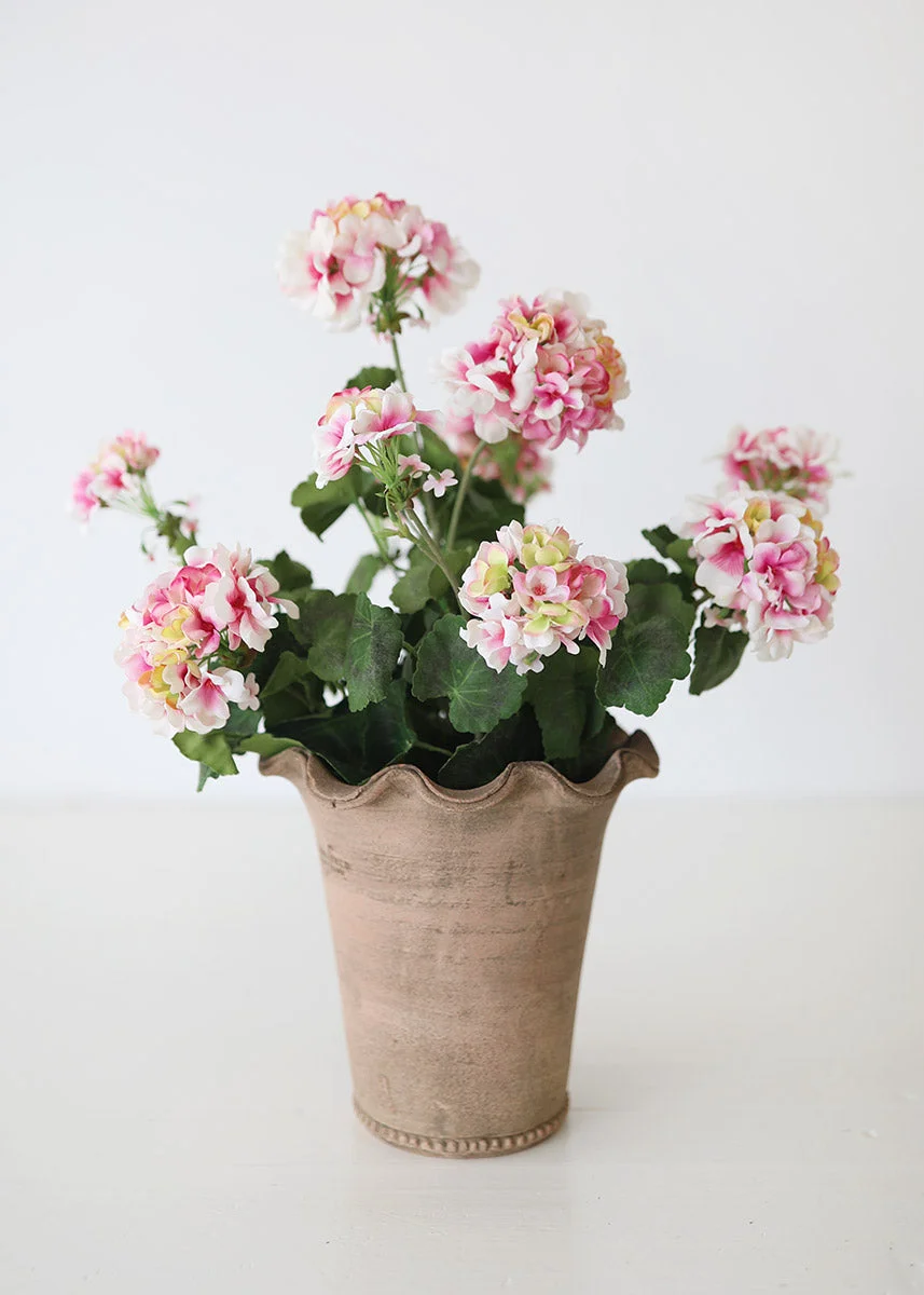 Pink UV Protected Indoor/Outdoor Fake Geranium Bush - 24"