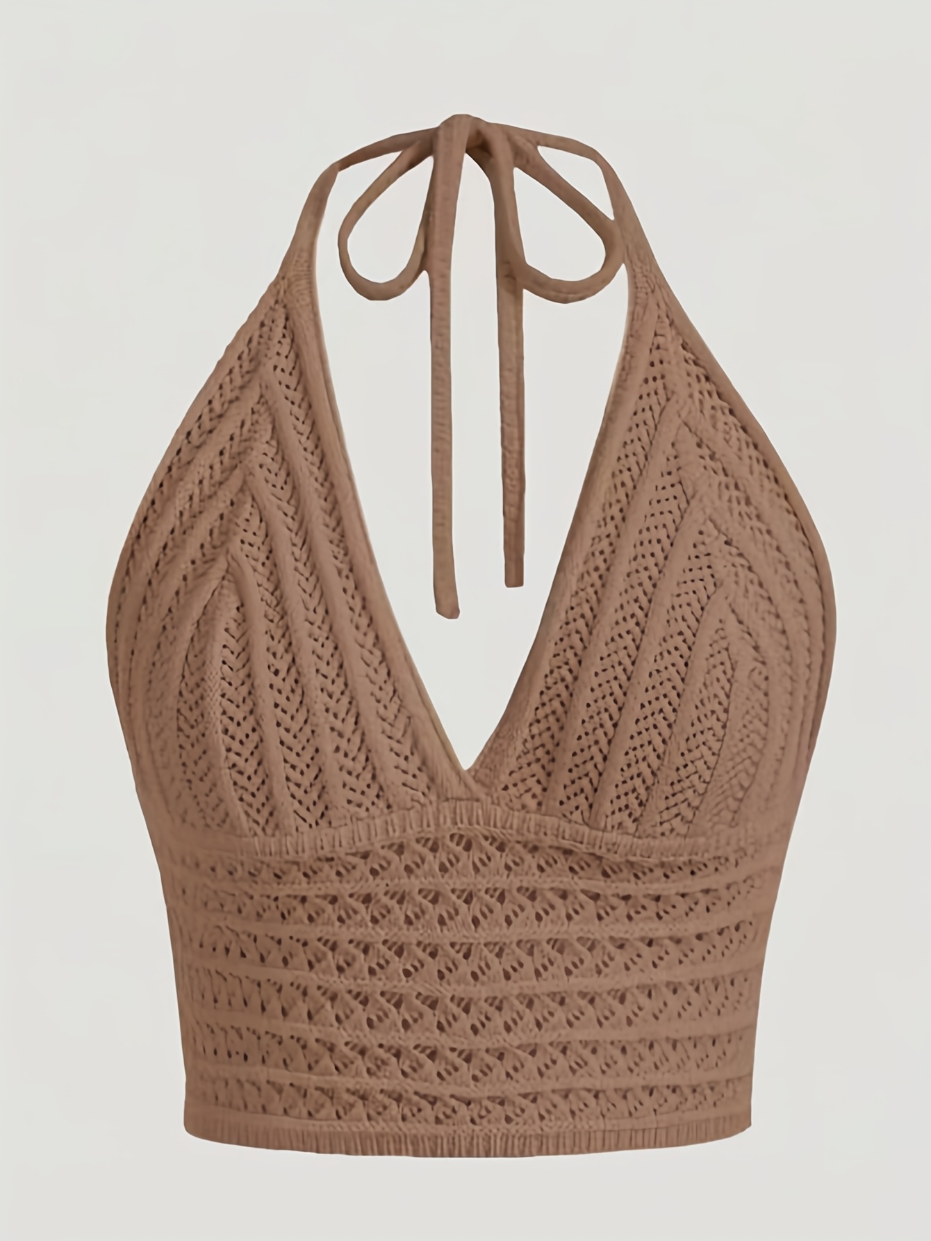 Orienteering Women's Vacation Style Hollow Fabric Halter Neck Vest