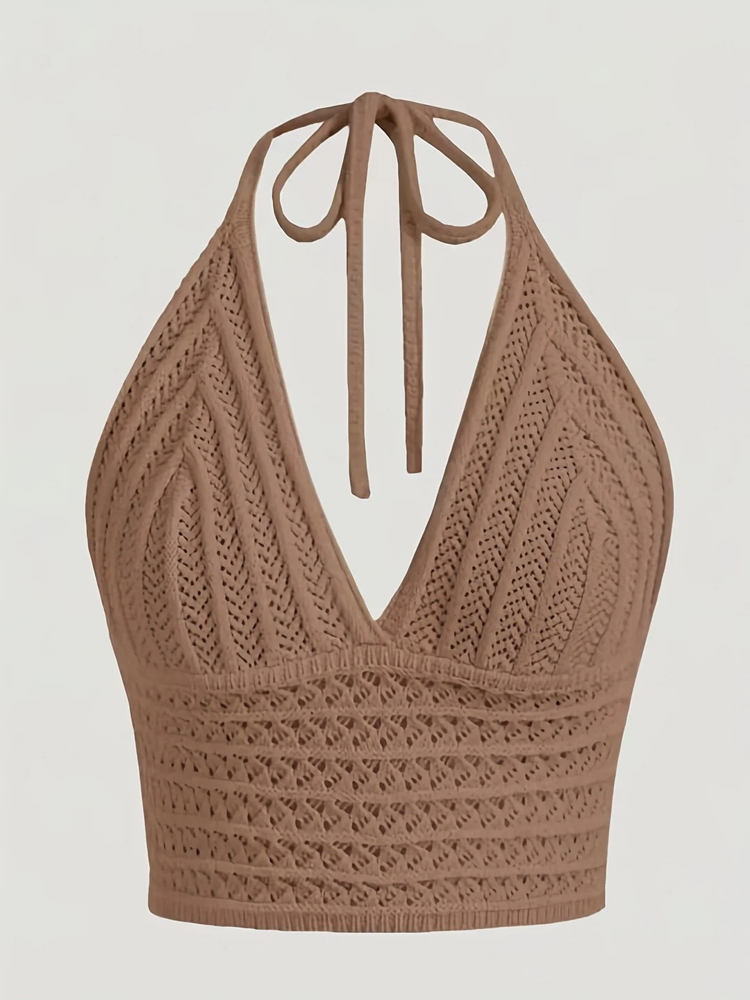 Orienteering Women's Vacation Style Hollow Fabric Halter Neck Vest