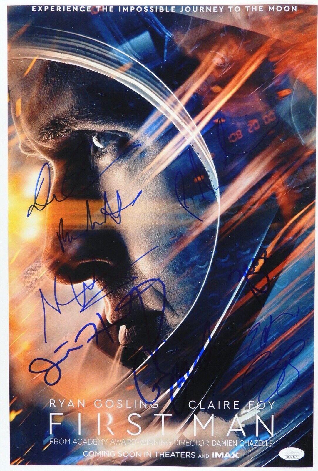 First Man JSA Signed Autograph 12 x 18 Photo Poster painting - 8 Signatures