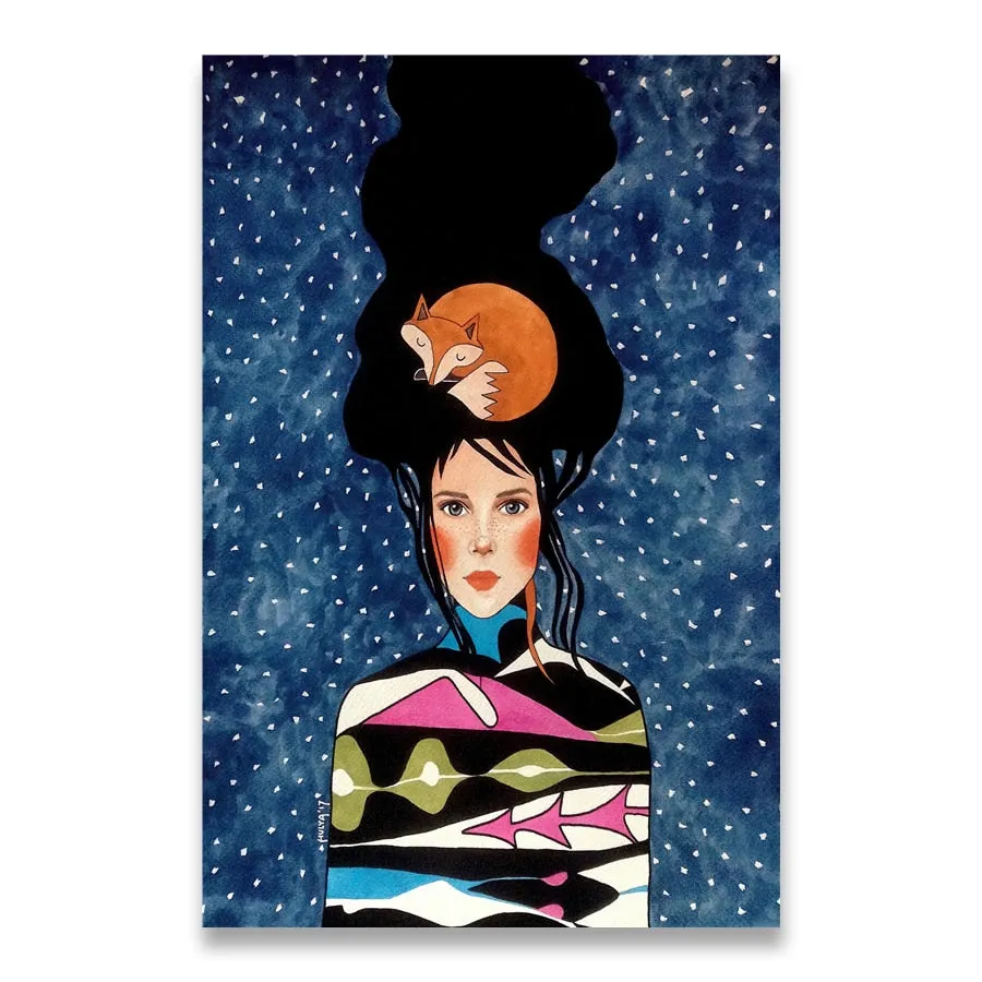 Vintage Abstract Girl Hair Flower Women Wall Art Canvas Painting Fashion Nordic Poster Wall Pictures For Living Room Unframed