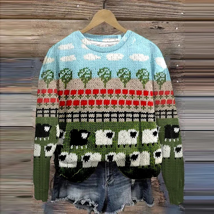 Women'S Sheep Art Print Hoodie Long Sleeve Sweatshirt