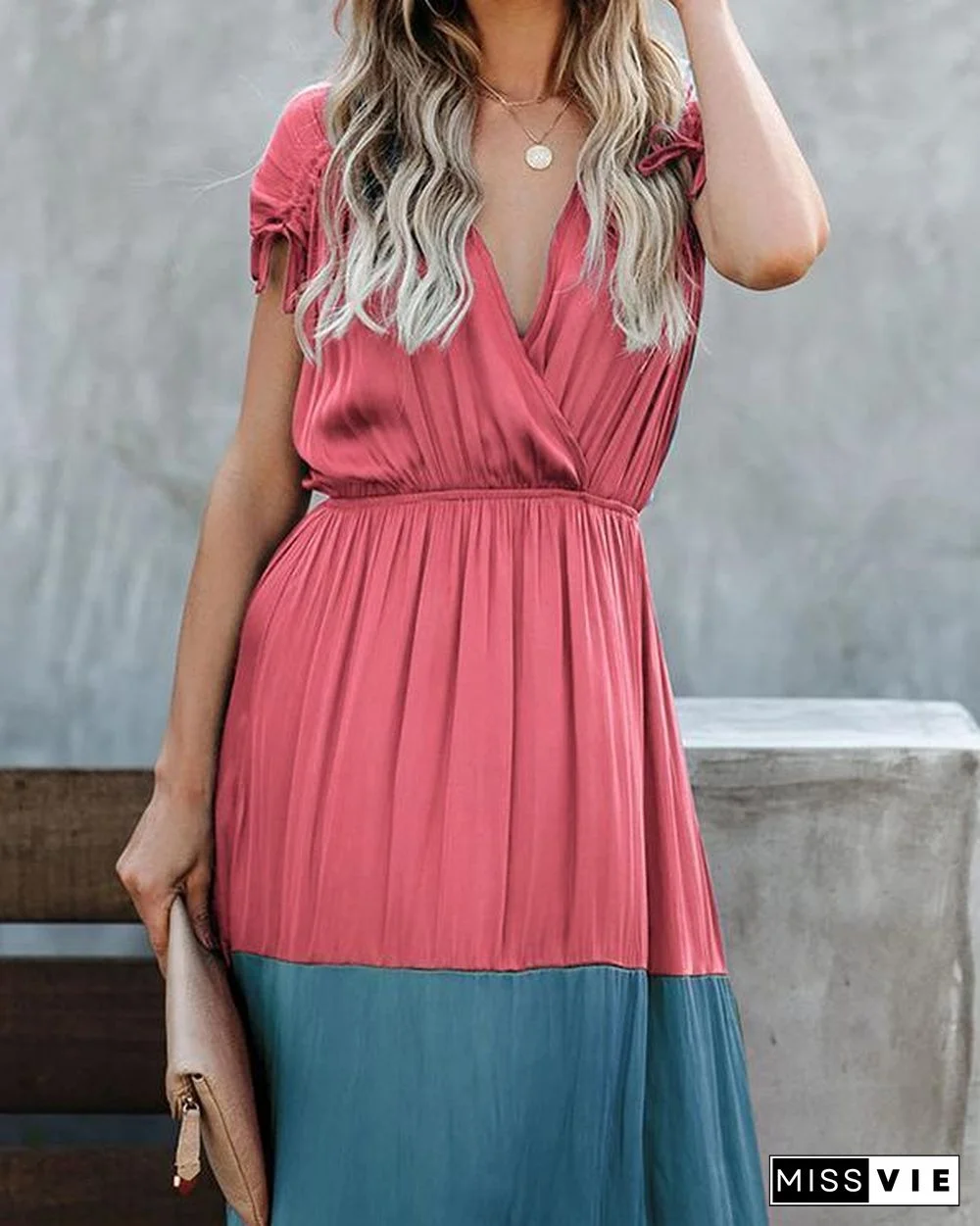 Hypnotize Satin Colorblock Maxi Dress