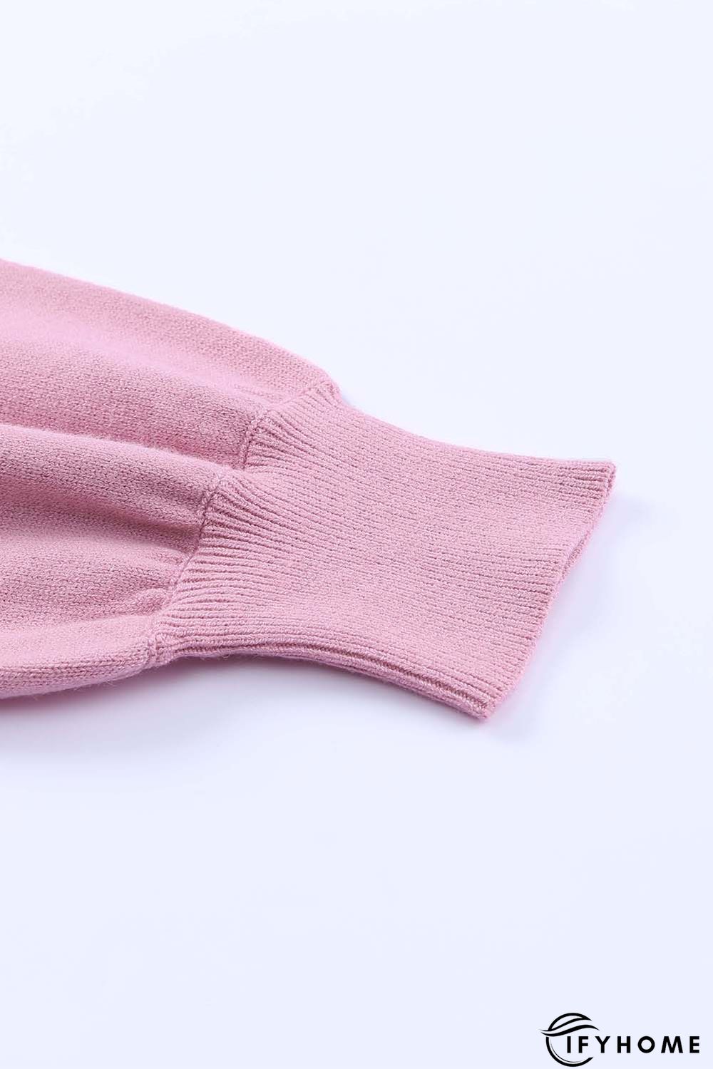 Pink Lace Splicing Knitted Sweater | IFYHOME