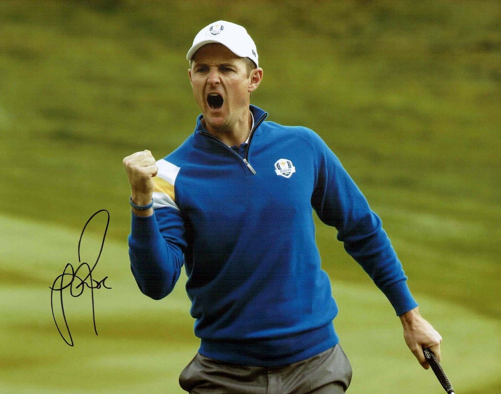 Justin ROSE SIGNED 14x11 Photo Poster painting 1 AFTAL Autograph COA Golf Ryder Cup Winner 2018