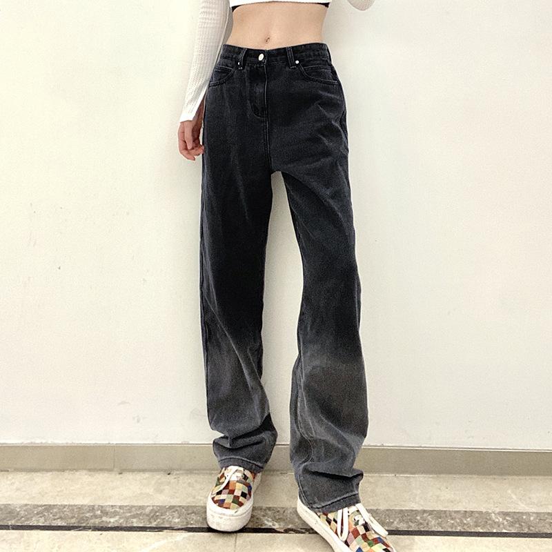 GRADIENT HEART POCKET LOOSE STRAIGHT JEANS