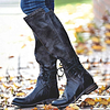Retro Solid Color Rivets Flat Zip Long Boots