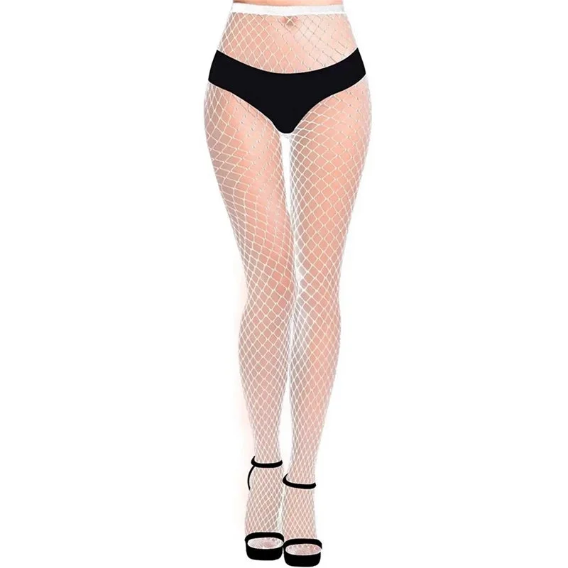 Nncharge Women's Luminous Fishnet Tights Stockings High Waist Hollow Out Skinny Tights Pantyhose Club Sexy Punk Hosiery