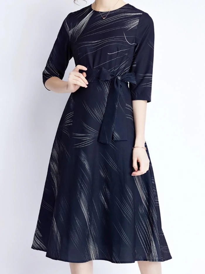 Fashion Round Neck Print Dress