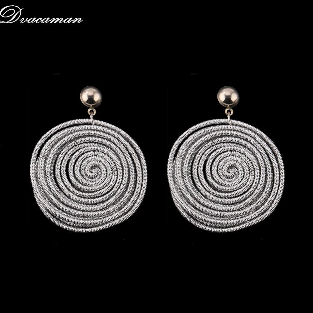 Dvacaman Bohemain Multilayer Round Alloy Drop Earrings Women 2019 New Trendy Maxi Earrings Statement Jewelry Party Gifts Female
