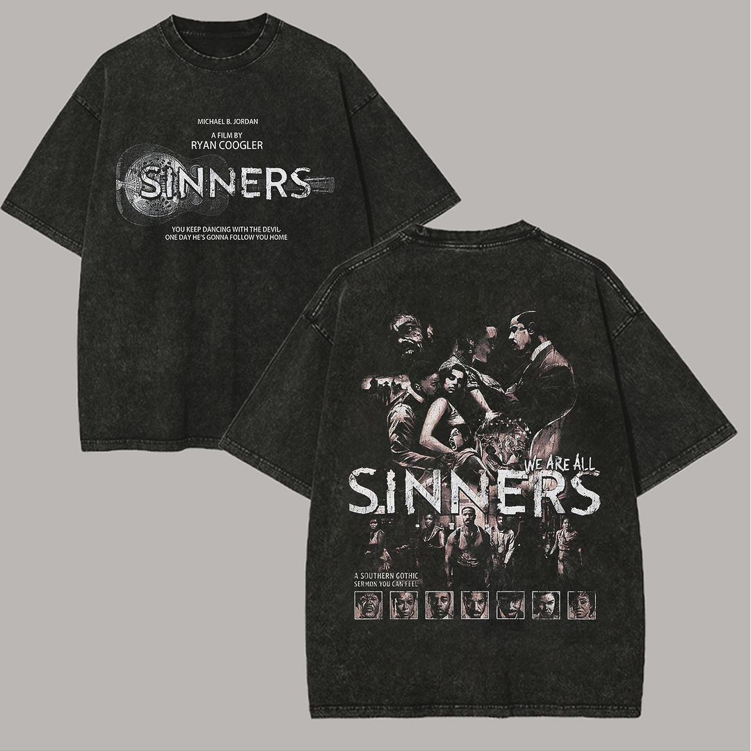 We Are All Sinners Printed Unisex Washed T-Shirt