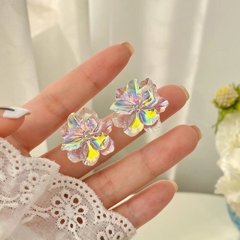 3 Pieces Sweet Heart Shape Rose Flower Inlay Imitation Pearl Alloy Rhinestones Earrings