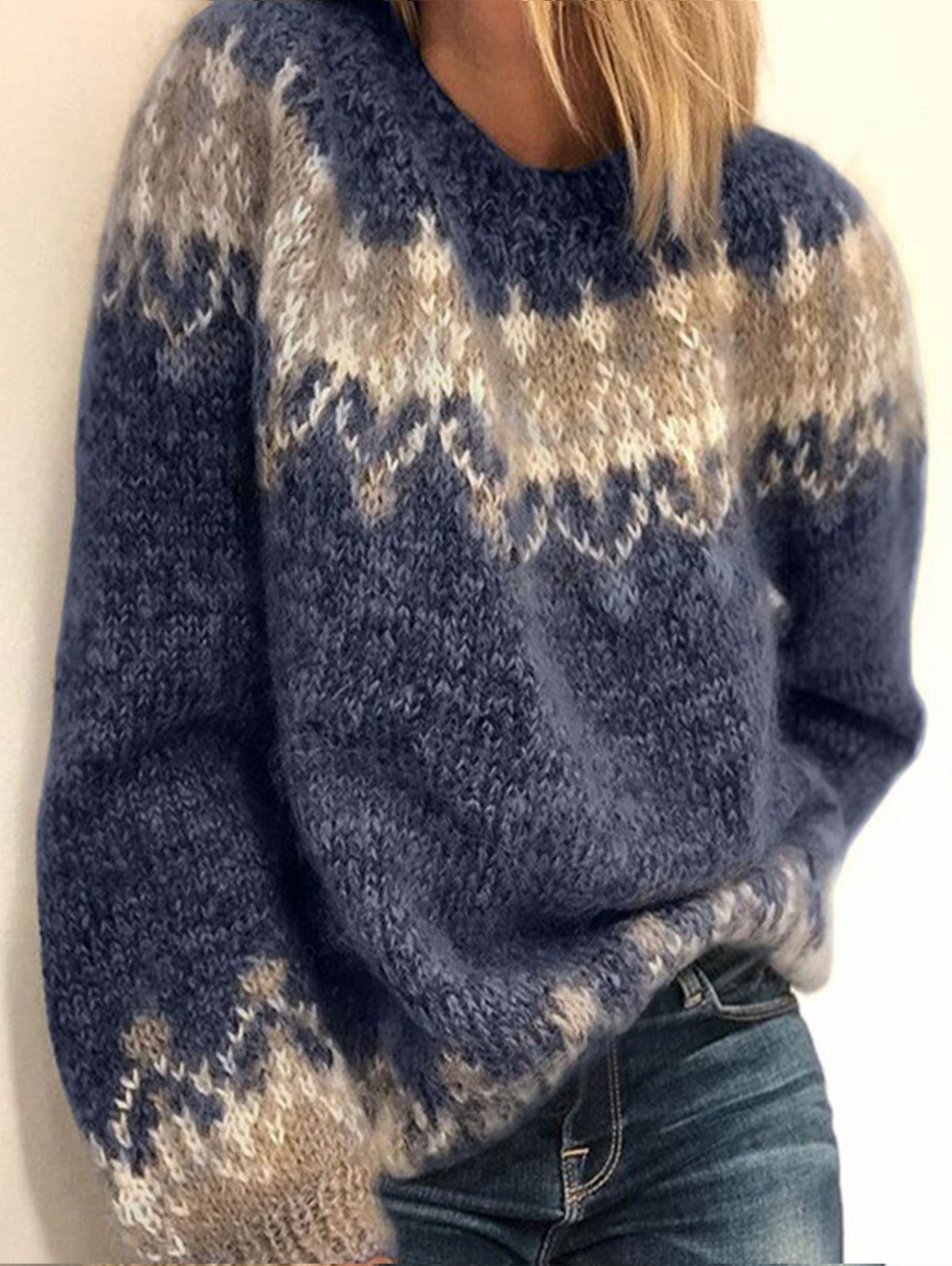 Chunky Knit Geo Pattern Sweater Ladylim