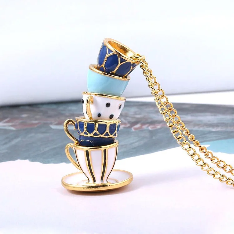 Interesting Teacup Necklace Pendants Fashion Enamel Tea Cup Sweater Chain Clothing Accessories For Women Girl Jewelry | 168DEAL