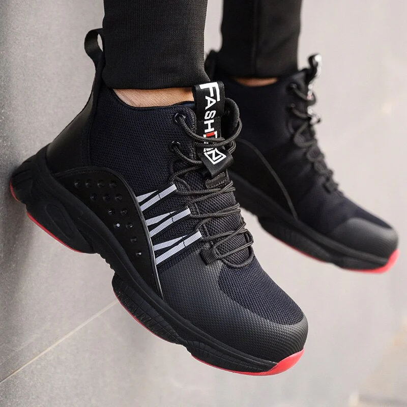 Men Lightweight Safety Shoes Steel Toe Work Breathable Ankle Boots Work Sneakers Men Shoes Anti-smash Work Boots Plus Size 36-50