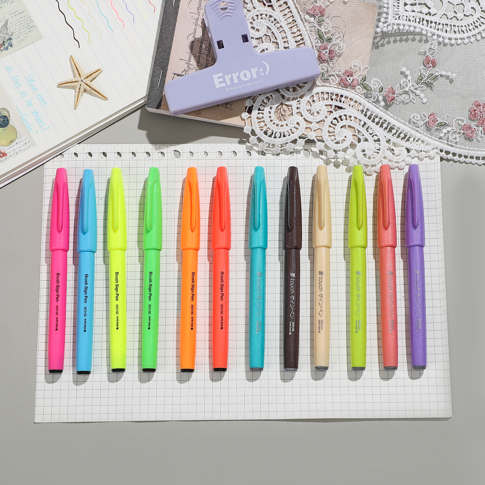 저널세이 1개 펜텔 컬러풀 소프트팁 필기펜 학생용 드로잉 마커 펜