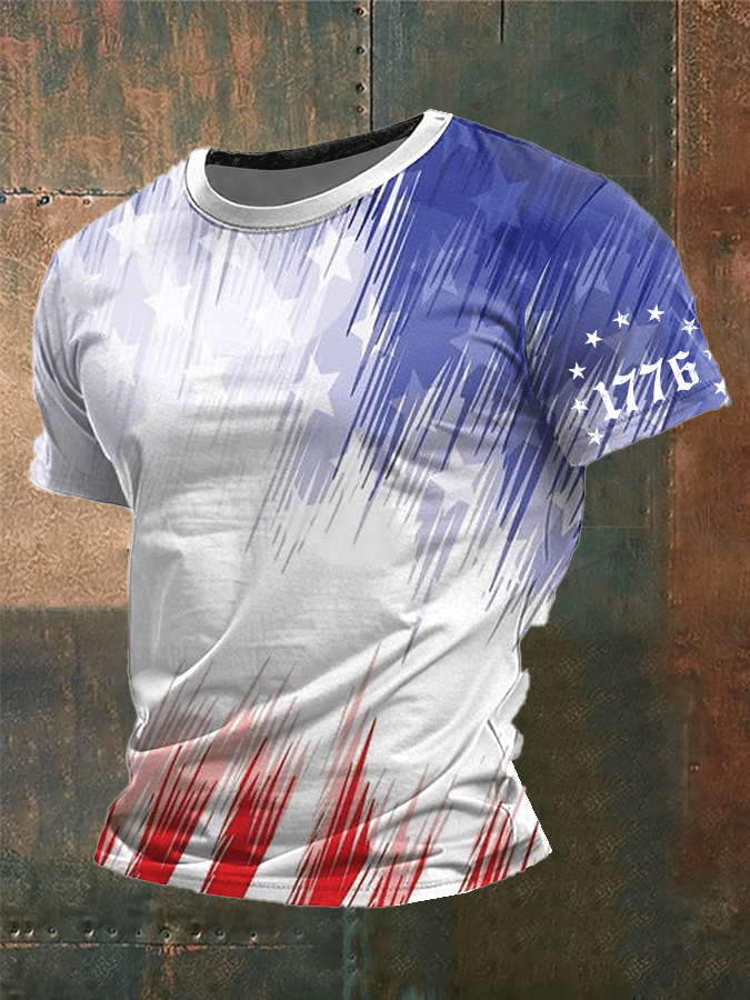 Men's Independence Day Printed Crew Neck T-Shirt 