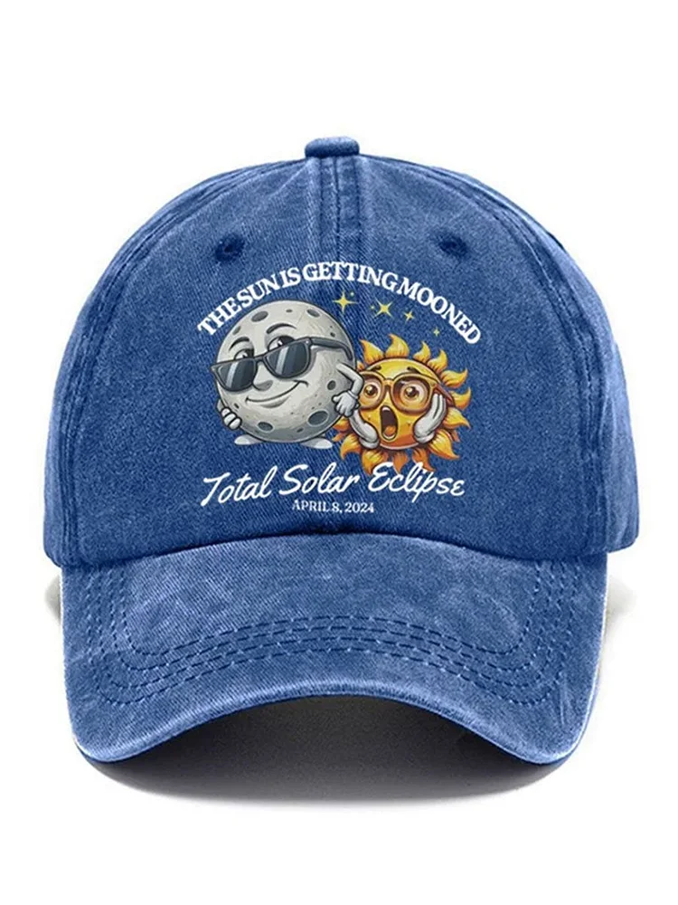 Vintage The Sun Is Getting Mooned Total Solar Eclipse April 8, 2024 Print Hats