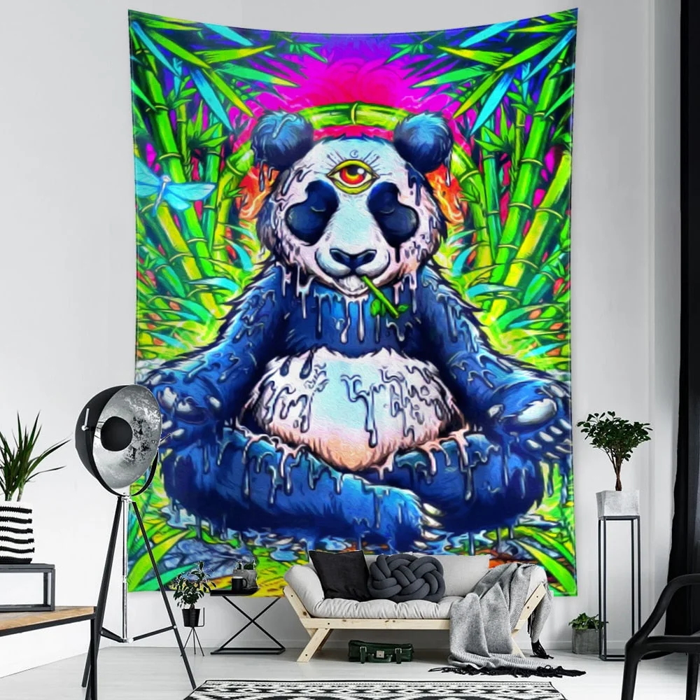 Cartoon Animal Character Tapestry Wall Hanging 3D Printing Psychedelic Witchcraft Mysterious Aesthetics Room Home Decor