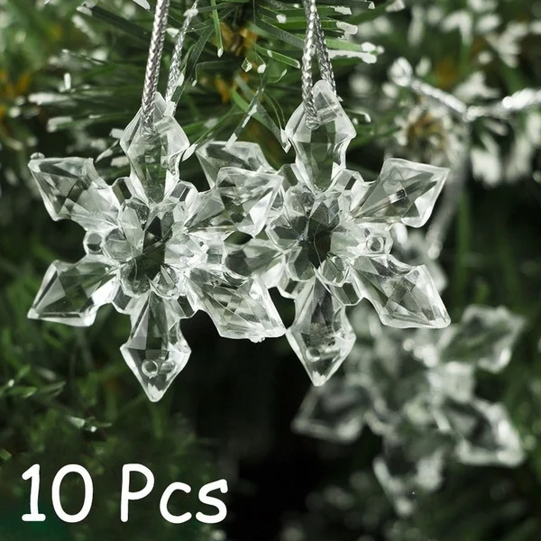 20/10/6 Pcs New Transparent Christmas Crystal Snowflakes Ornaments Festival Party Xmas Tree Hanging Decor