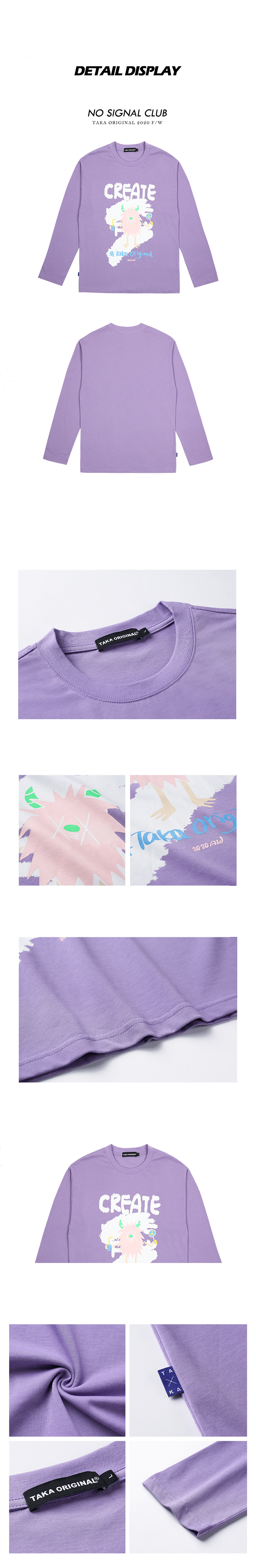 taka original 20aw monster logo cotton unisex long sleeves t-shirt hit the street fashion