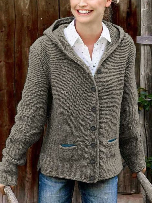 casual Solid Color Hooded Sweater tjj Shicloths