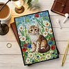 Flower Cat 5D DIY Diamond Art Painting Notebook Kit 50 Pages A5 Rhinestone Art Painting Notebook Kit for Adults Beginners Holiday Birthday Gift