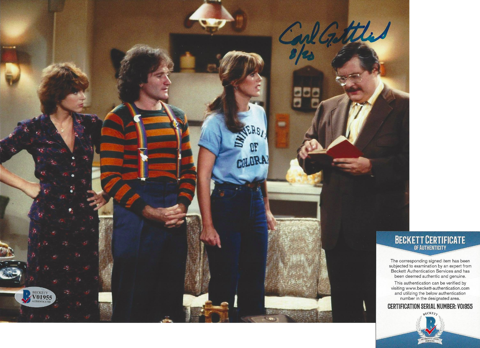 CARL GOTTLIEB SIGNED 'MORK & MINDY' 8x10 SHOW Photo Poster painting ACTOR BECKETT COA BAS PROOF