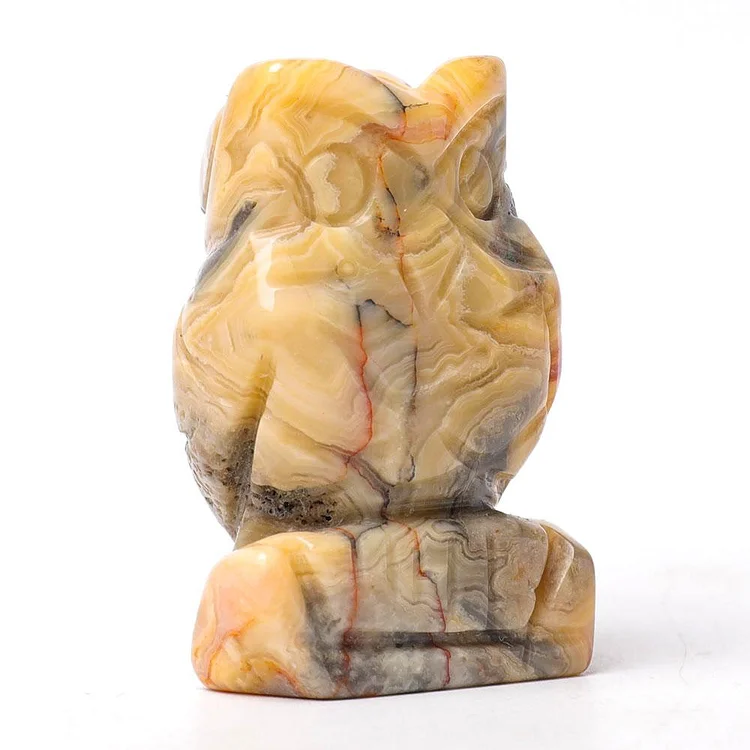 2.0" Crazy Agate Owl Figurine Crystal Carvings Animal Bulk